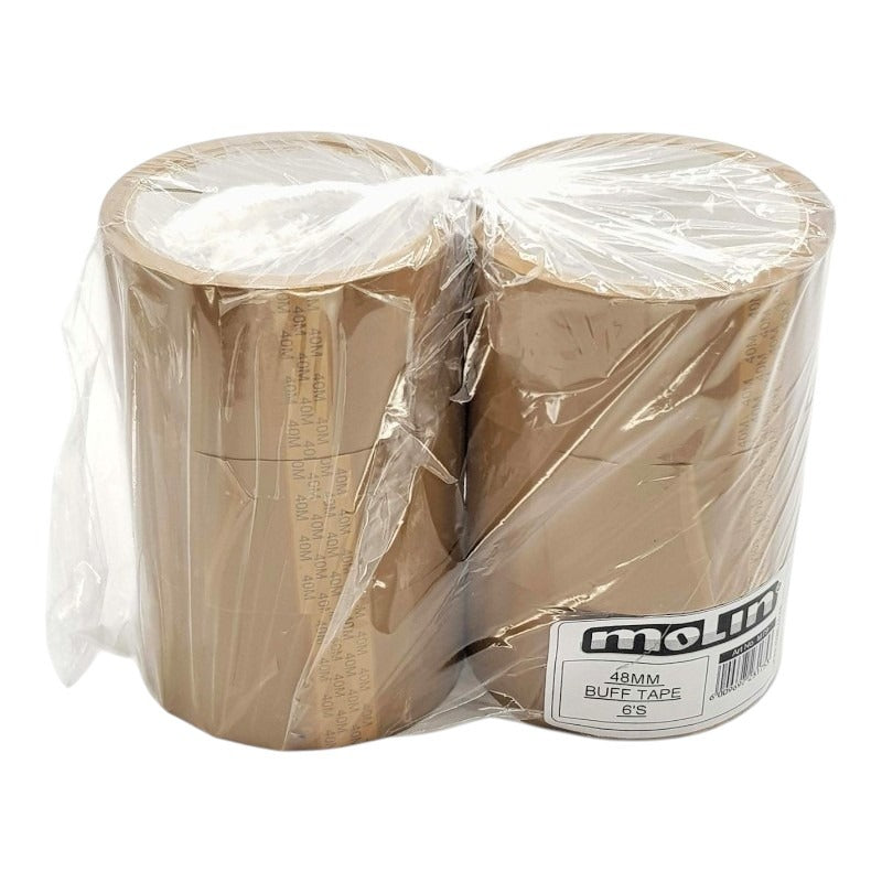 PACKING TAPE BROWN 6PC | 48MM WIDE 40M LENGTH (BUFF)