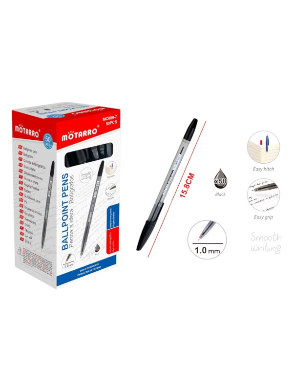 Motarro Ballpoint Pen | Black | 1.0mm | 50 pcs